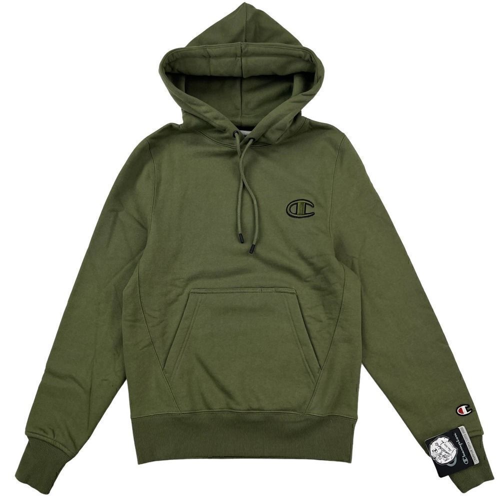 New Champion Men Olive Hood Super Fleece Activewear Pullover Long Sleeve US XS
